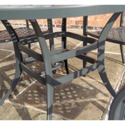 Cheshire 4 Seater Gunmetal Grey Powder-Coated Aluminium Garden Dining Set in Dark Grey - thumbnail 2
