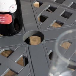Cheshire 4 Seater Gunmetal Grey Powder-Coated Aluminium Garden Dining Set in Dark Grey - thumbnail 3