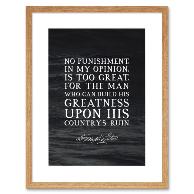"Artery8 Wall Art Print Slate Quote George Washington No Punishment Artwork Framed 9X7 Inch in Beige - Size: W7"" x H9""" - image 1