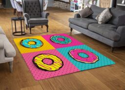 Benjamin Tate Design Donut Cartoon Pop Art Style Designer Rug in Natural - Size: Large - thumbnail 2