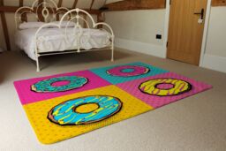 Benjamin Tate Design Donut Cartoon Pop Art Style Designer Rug in Natural - Size: Large - thumbnail 3