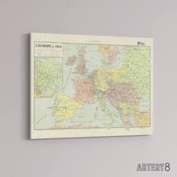 "Artery8 Peltier 1914 French Political Map of Europe Canvas Wall Art Print - Size: W18"" x H24""" - thumbnail 2