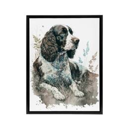 "Artery8 Watercolour English Springer Spaniel Dog Framed Canvas Wall Art Print - Size: W12"" x H16""" - thumbnail 1