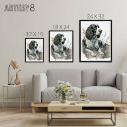 "Artery8 Watercolour English Springer Spaniel Dog Framed Canvas Wall Art Print - Size: W12"" x H16""" - thumbnail 4