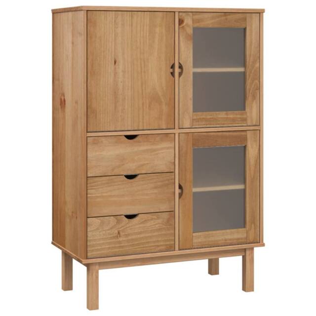 Berkfield Home Highboard OTTA 85x43x125 cm Solid Wood Pine in Brown - Size: 85 x 43 x 125 cm - image 1