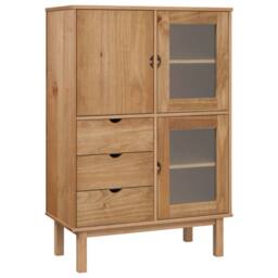 Berkfield Home Highboard OTTA 85x43x125 cm Solid Wood Pine in Brown - Size: 85 x 43 x 125 cm - thumbnail 1