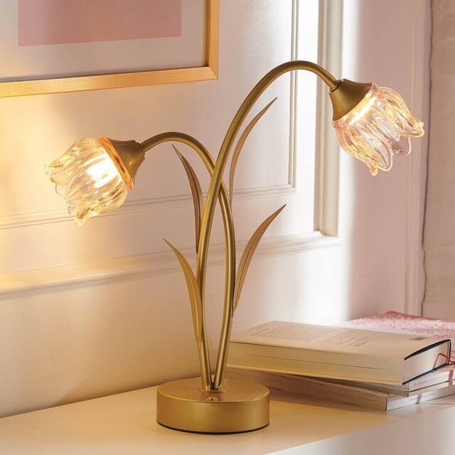 Eldo Touch-Control Flower Lamp - 3-Colour Light, Battery-Powered, Portable in Gold - image 1