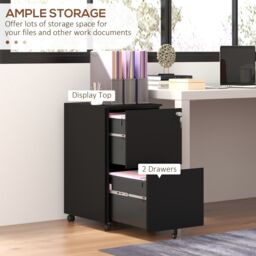 VINSETTO 2-Drawer Vertical Filing Cabinet w/ Removable Pencil Tray Lockable File Cabinet in Black - thumbnail 4