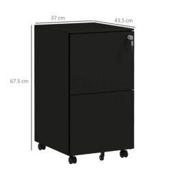 VINSETTO 2-Drawer Vertical Filing Cabinet w/ Removable Pencil Tray Lockable File Cabinet in Black - thumbnail 3