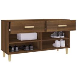 Berkfield Home Shoe Cabinet Brown Oak 102x35x55 cm Engineered Wood - Size: 102 x 35 x 55 cm - thumbnail 5
