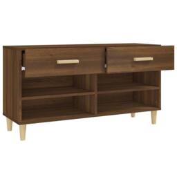 Berkfield Home Shoe Cabinet Brown Oak 102x35x55 cm Engineered Wood - Size: 102 x 35 x 55 cm - thumbnail 7