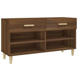 Berkfield Home Shoe Cabinet Brown Oak 102x35x55 cm Engineered Wood - Size: 102 x 35 x 55 cm - thumbnail 3
