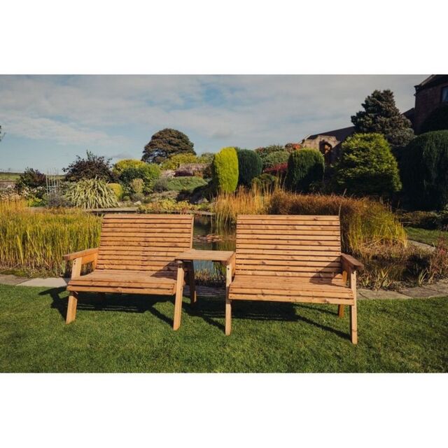 Churnet Valley Garden Furniture Ltd Valley 4 Seat Set 2X2B Straight Tray - Timber - Fully Assembled in Brown - image 1