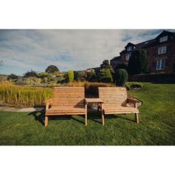 Churnet Valley Garden Furniture Ltd Valley 4 Seat Set 2X2B Straight Tray - Timber - Fully Assembled in Brown - thumbnail 3