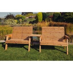 Churnet Valley Garden Furniture Ltd Valley 4 Seat Set 2X2B Straight Tray - Timber - Fully Assembled in Brown - thumbnail 2