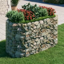 Berkfield Home Gabion Raised Bed Galvanised Iron 200x100x100 cm in Silver - Size: 200 x 100 x 100 cm