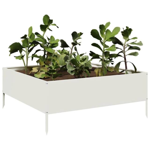 Berkfield Home Garden Raised Bed White 100x100x25 cm Steel - Size: 100 x 100 x 25 cm - image 1