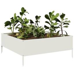 Berkfield Home Garden Raised Bed White 100x100x25 cm Steel - Size: 100 x 100 x 25 cm - thumbnail 1