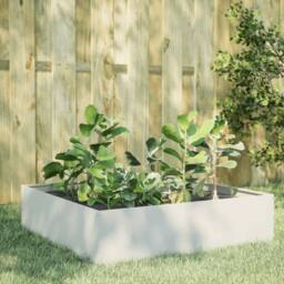 Berkfield Home Garden Raised Bed White 100x100x25 cm Steel - Size: 100 x 100 x 25 cm - thumbnail 2