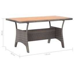 Berkfield Home Garden Table Grey 120x70x66 cm Solid Acacia Wood - Size: 120 x 70 x 66 cm - thumbnail 6