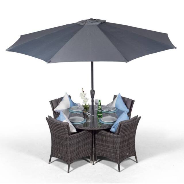 Thats Furniture Savannah Round 4 Seater Rattan Patio Dining Set in Grey - image 1
