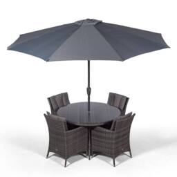 Thats Furniture Savannah Round 4 Seater Rattan Patio Dining Set in Grey - thumbnail 6