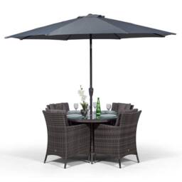 Thats Furniture Savannah Round 4 Seater Rattan Patio Dining Set in Grey - thumbnail 4