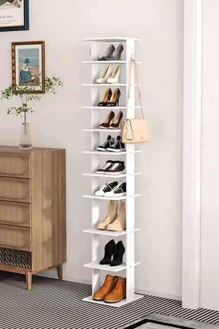Living and Home Contemporary 10-Tier Household Space Saving Shoe Rack in White - image 1