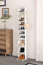 Living and Home Contemporary 10-Tier Household Space Saving Shoe Rack in White - thumbnail 1