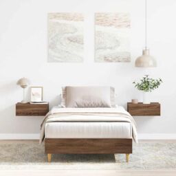 Berkfield Home Bed Frame No Mattress Brown Oak 100x200 cm Engineered Wood - thumbnail 1