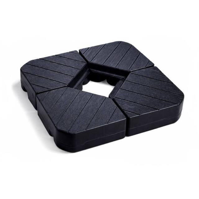 Keplin Square Plastic Cantilever Parasol Base 4 Piece Set (100x100x26cm) in Black - Size: 100 x 100 x 26 cm - image 1