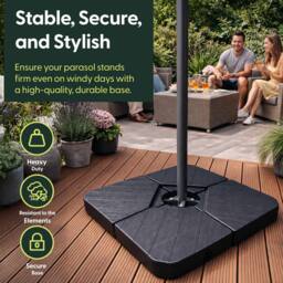 Keplin Square Plastic Cantilever Parasol Base 4 Piece Set (100x100x26cm) in Black - Size: 100 x 100 x 26 cm - thumbnail 2