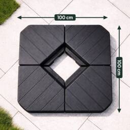 Keplin Square Plastic Cantilever Parasol Base 4 Piece Set (100x100x26cm) in Black - Size: 100 x 100 x 26 cm - thumbnail 3