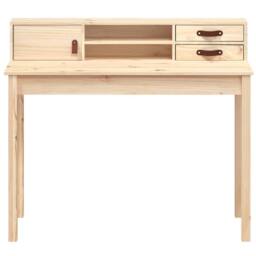 Berkfield Home Desk 110x50x93 cm Solid Wood Pine in Brown - Size: 110 x 50 x 93 cm - thumbnail 5