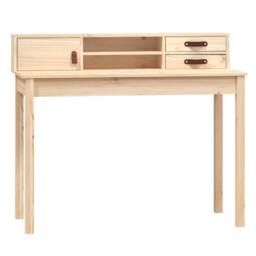 Berkfield Home Desk 110x50x93 cm Solid Wood Pine in Brown - Size: 110 x 50 x 93 cm - thumbnail 2