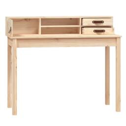 Berkfield Home Desk 110x50x93 cm Solid Wood Pine in Brown - Size: 110 x 50 x 93 cm - thumbnail 6