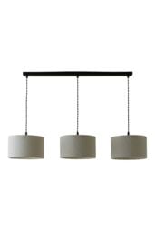ValueLights Reni Cream Boucle Drum Shade 3 Drop Bar Black Diner Ceiling Light with LED Bulbs - thumbnail 6