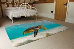 Benjamin Tate Design Photo Of Sea Turtle In The Galapagos Island Designer Rug in Natural - Size: Large - thumbnail 3