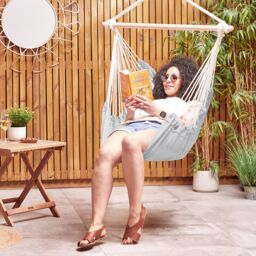 VonHaus Outdoor Garden Hanging Chair with Attachments in Grey - thumbnail 2