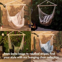 VonHaus Outdoor Garden Hanging Chair with Attachments in Grey - thumbnail 6