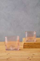 Orsina Small Glass Vase, Textured Glass Flower Vase, Embossed Detailing Modern Vase for living rooms in Pink - thumbnail 2