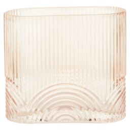 Orsina Small Glass Vase, Textured Glass Flower Vase, Embossed Detailing Modern Vase for living rooms in Pink
