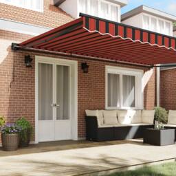 Berkfield Home Retractable Awning Manual Orange & Brown 500x300 cm - thumbnail 1