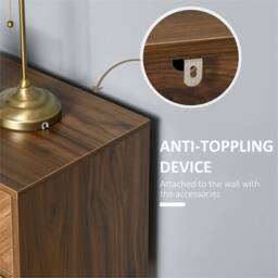 NESTLUNE Bedside Table Set of 2, Side Tables with Metal Legs, Walnut in Brown - Size: 100 cm x 15 cm - thumbnail 6