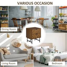 NESTLUNE Bedside Table Set of 2, Side Tables with Metal Legs, Walnut in Brown - Size: 100 cm x 15 cm - thumbnail 4