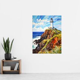 Artery8 Cape Byron Australia Vibrant Artwork Iconic Lighthouse Atop Cliffs Coastal Landscape Extra Large XL Unframed Wall Art Poster Print - thumbnail 4