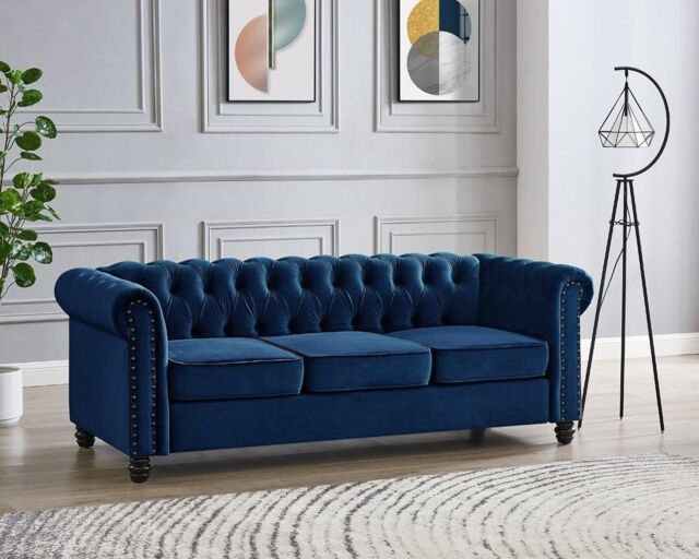 Home Detail Chester 3 Seater Sofa in Dark Blue - image 1