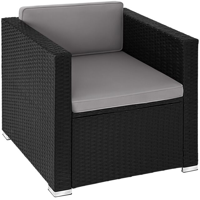 tectake Rattan Garden Armchair Lignano in Black - Size: 1 Seater - image 1