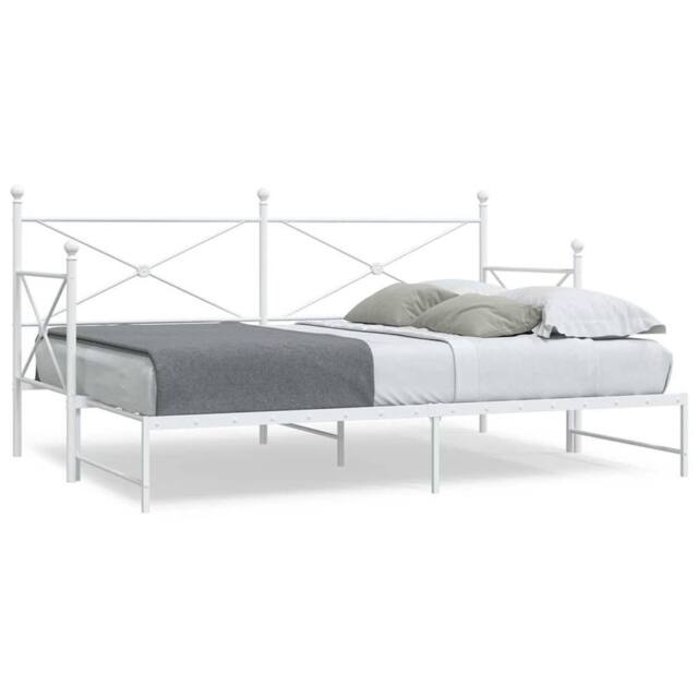 Berkfield Home Daybed with Trundle without Mattress White 80x200 cm Steel - image 1