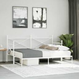 Berkfield Home Daybed with Trundle without Mattress White 80x200 cm Steel - thumbnail 3